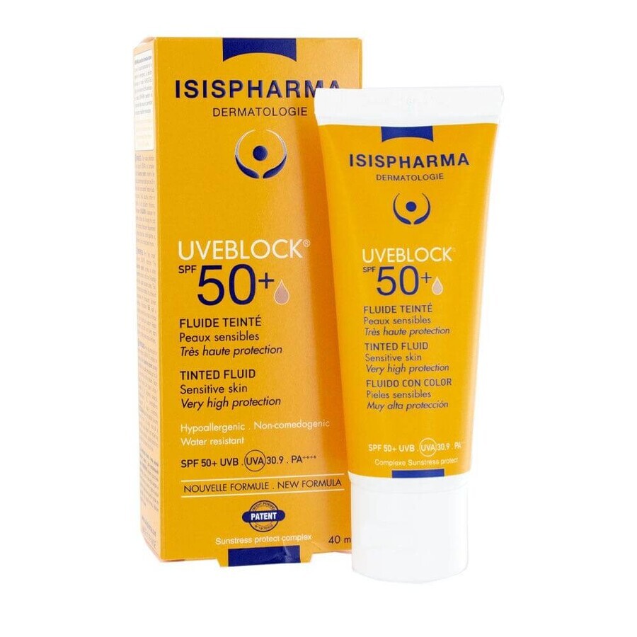 Buy Isispharma Uveblock Tinted Fluid Spf50+ Sensitive Skin 40 ml Isispharma Uveblock Tinted Fluid Spf50+ Sensitive Skin 40 ml