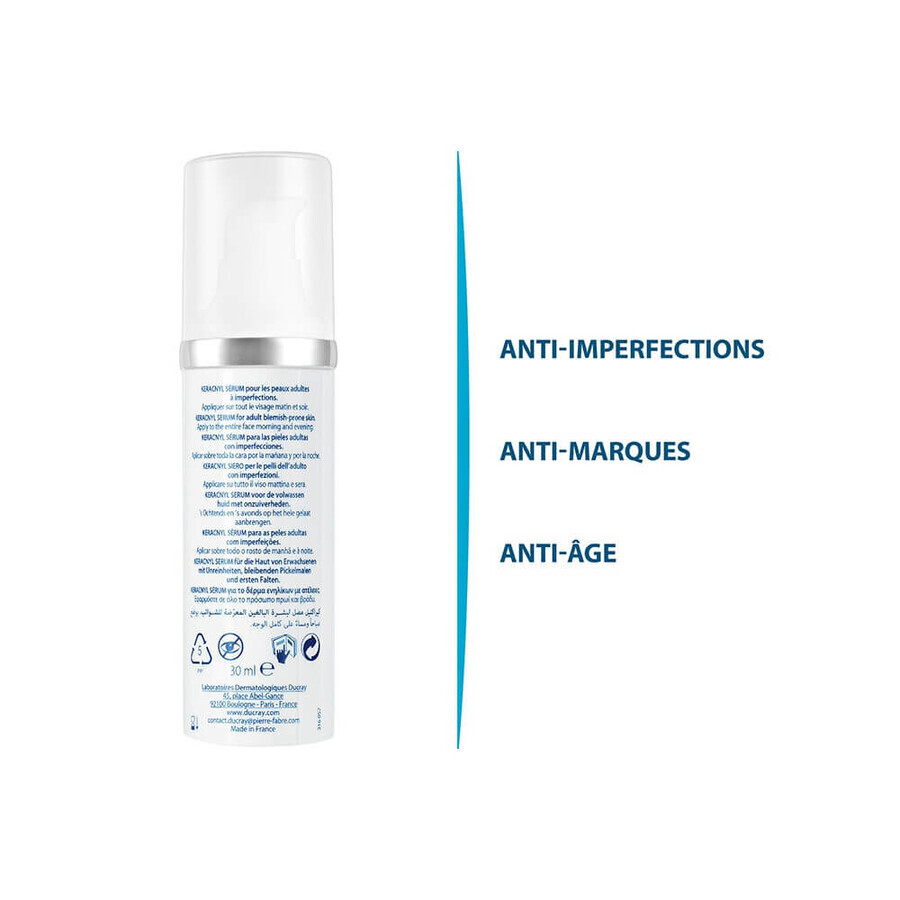 Ducray Keracnyl Siero Pelli Adulte con Imperfezioni Peaux à Imperfections 30ml
