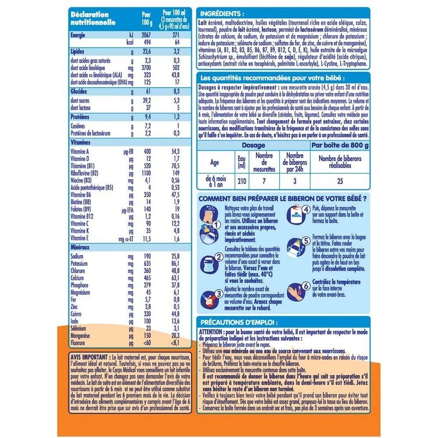 Nestlé Nidal Lait En Poudre 2 De 6 Mois À 1 An 800g Nestlé Nidal Lait En Poudre 2 De 6 Mois À 1 An 800g