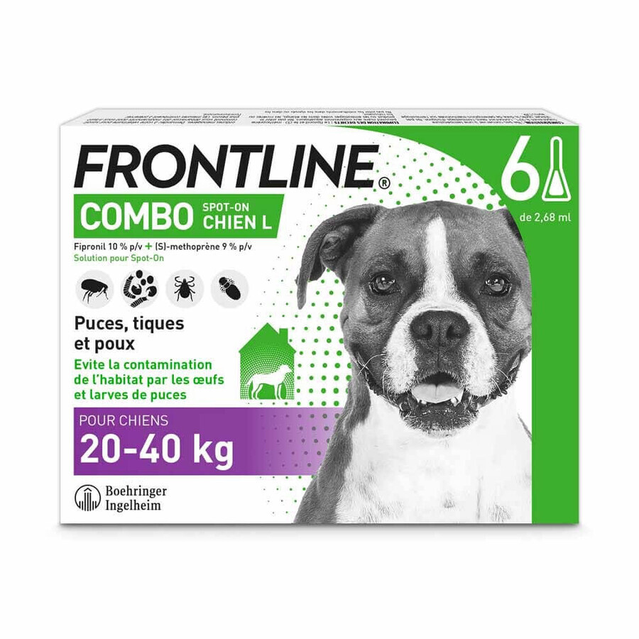 Frontline Combo Spot-on Chien L de 20-40kg 6 Pipettes de 4,02ml
