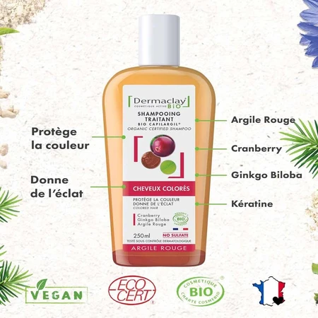 Dermaclay Bio Haarbehandeling Shampoo Rode Klei 250ml