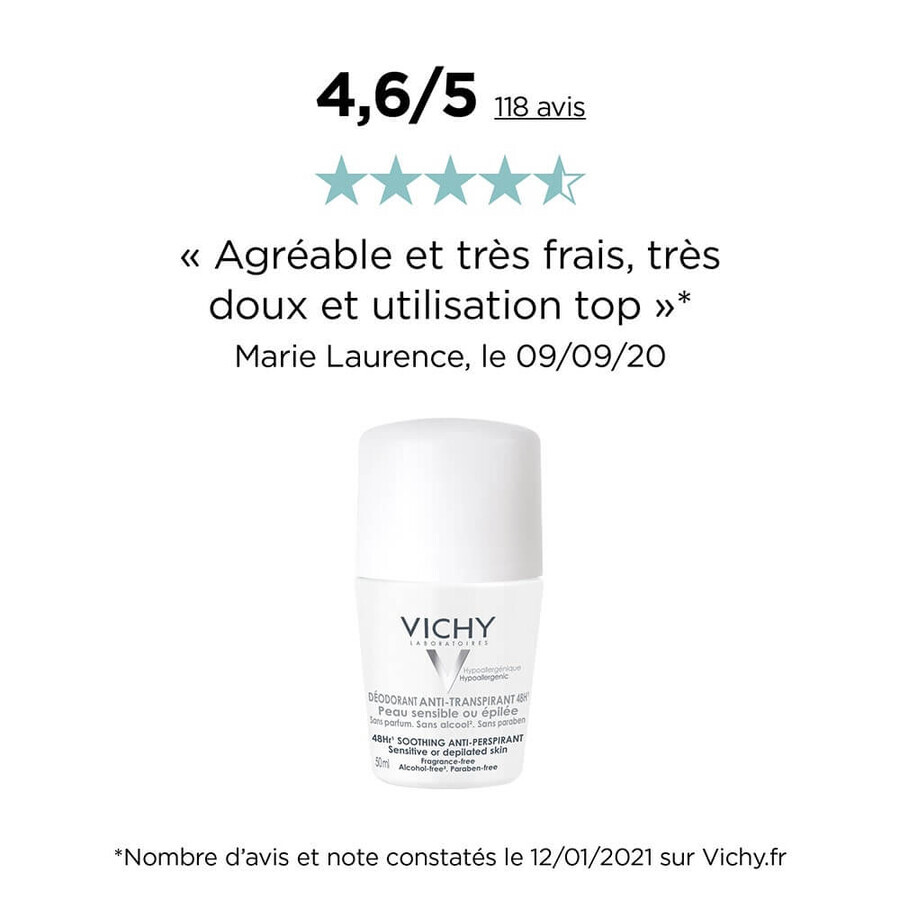 Vichy Déodorant Anti Transpirant Efficace 48h Peaux Sensibles 50ml