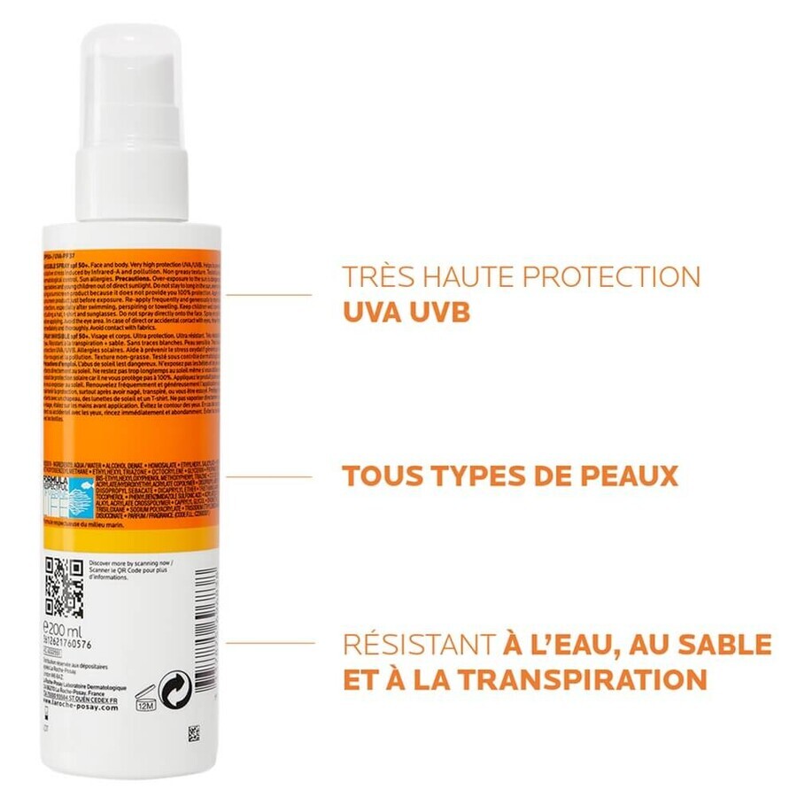 La Roche-Posay Anthelios Solar Body Spray SPF 50+ Zeer Hoge Bescherming Met Parfum 200ml La Roche-Posay Anthelios Solar Body Spray SPF 50+ Zeer Hoge Bescherming Met Parfum 200ml