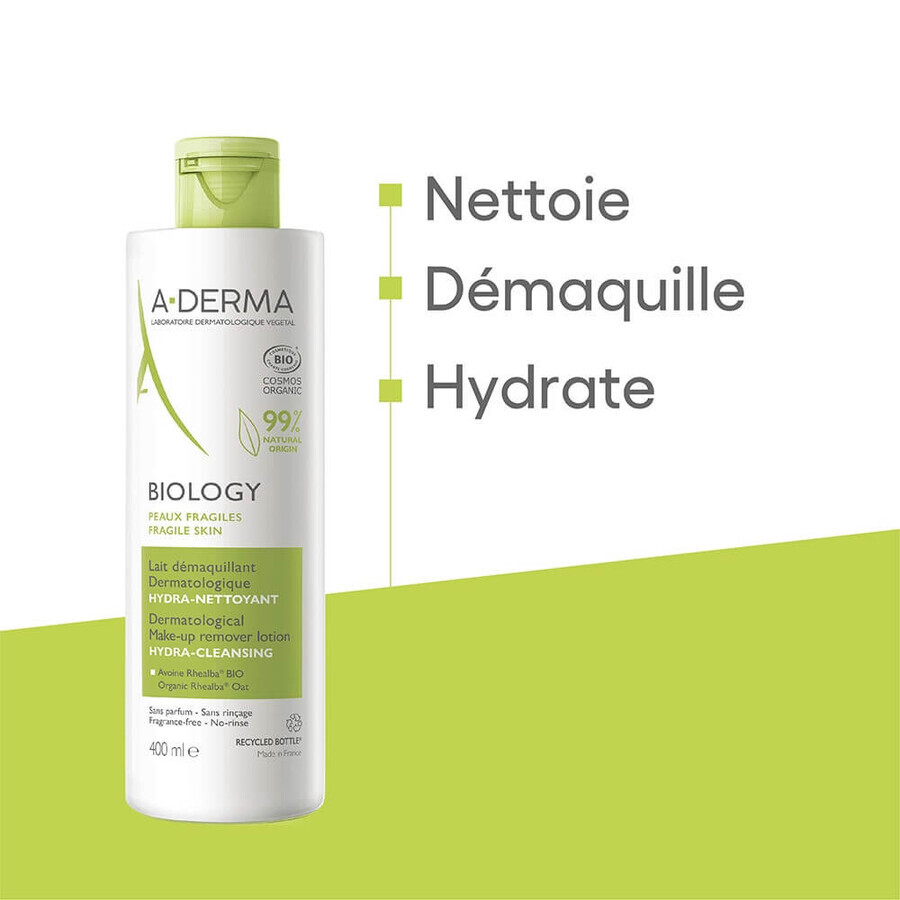 A-Derma Biology Organic Moisturizing Cleansing Milk 400 ml