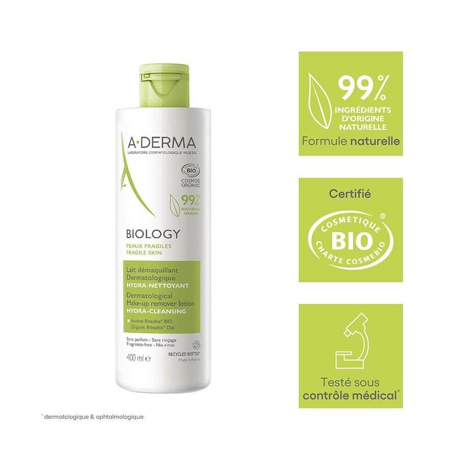 A-Derma Biology Organic Moisturizing Cleansing Milk 400 ml