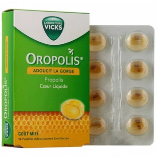 Vicks Oropolis Propóleo Líquido Corazón Sabor Miel 16 comprimidos