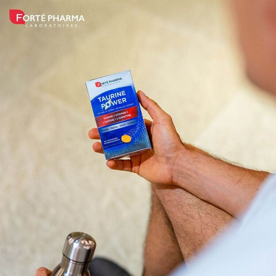 Forté Pharma Taurine Power enriquecido con Cafeína y L-Carnitina 30 comprimidos efervescentes