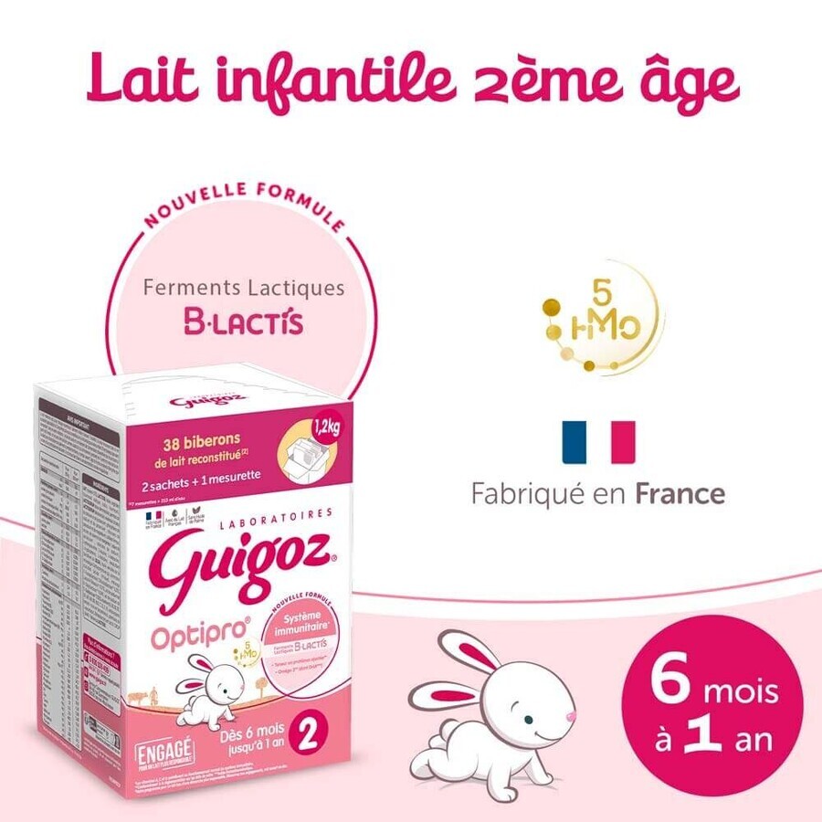 Guigoz Optipro Lait en Poudre 2 De 6 Mois À 1 An 1.2kg Guigoz Optipro Lait en Poudre 2 De 6 Mois À 1 An 1.2kg