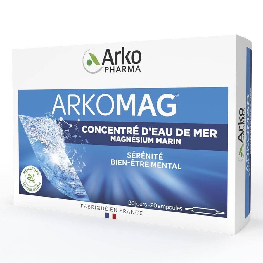 Arkopharma Arkomag Magnésium Marin & Vitamine B6 Goût Caramel 20 Ampoules