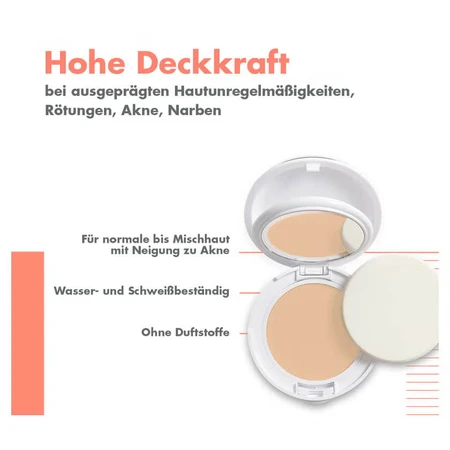 Compact foundation for sensitive normal-combination skin SPF 30 Couvrance, Shade 02 Naturel, 10 g, Avene