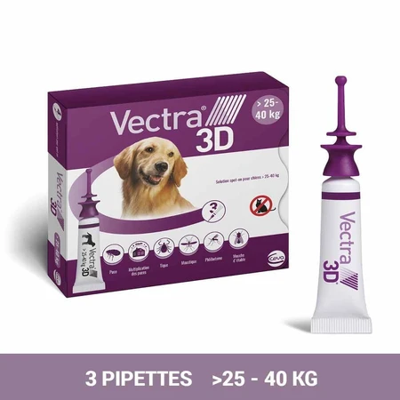 Ceva Vectra 3D Solution spot-on pour chiens >25-40kg 3 pipettes