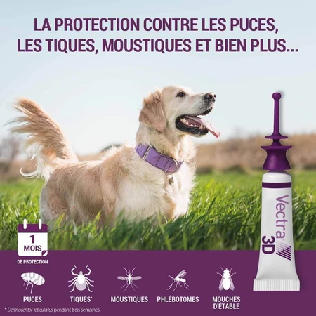 Ceva Vectra 3D Solution spot-on pour chiens >25-40kg 3 pipettes