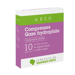 Marque Verte Abso Hydrophile Mullkompressen 10x10cm x10 Beutel à 2 Stück