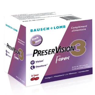 Bausch&Lomb Preservision ocular and bone dietary supplement for women 3 180 capsules