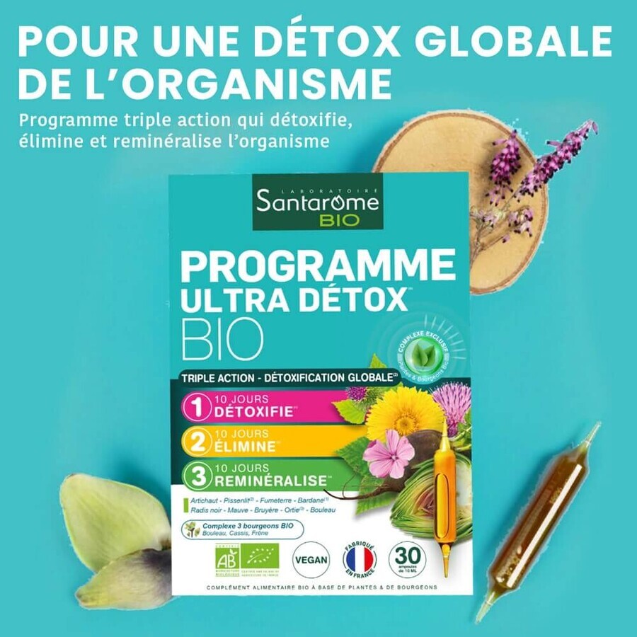 Santarome Programme Ultra Détox Bio Détox globale 30 ampoules