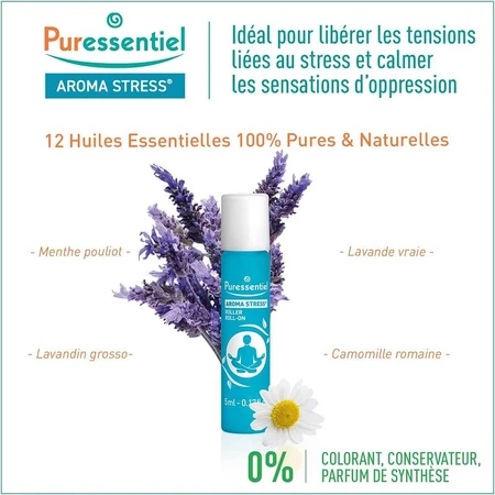 Puressentiel Aroma Stress Roller con 12 aceites esenciales 5ml