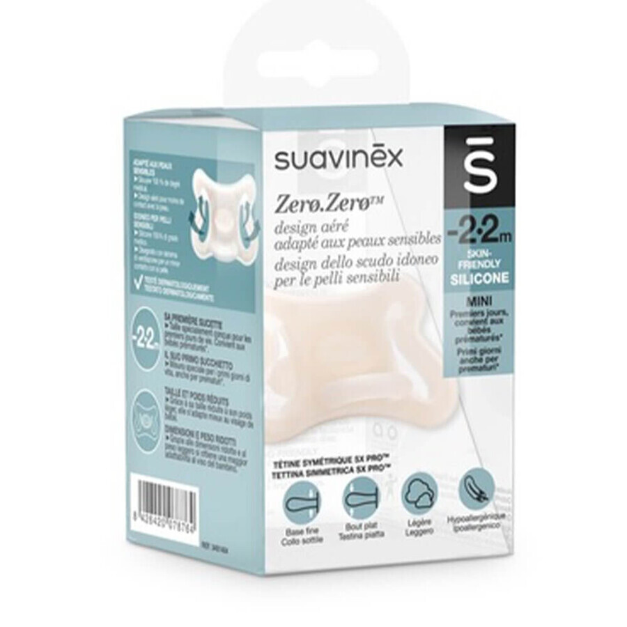 Suavinex Zero Zero Sucette Symétrique Adapté aux Bébés Prématurés 0 à 2 Mois