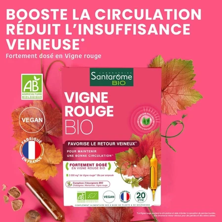 Santarome Vigne Rouge Favorece el retorno venoso Bio 20 10ml ampollas