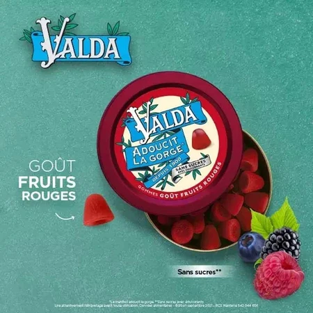 Valda Gommes Sans Sucres Fruits Rouges 140g