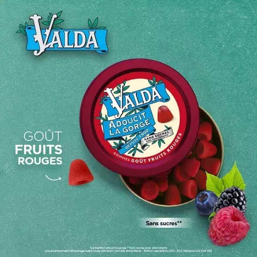 Valda Chicle Sin Azúcar Frutos Rojos 140g Valda Chicle Sin Azúcar Frutos Rojos 140g