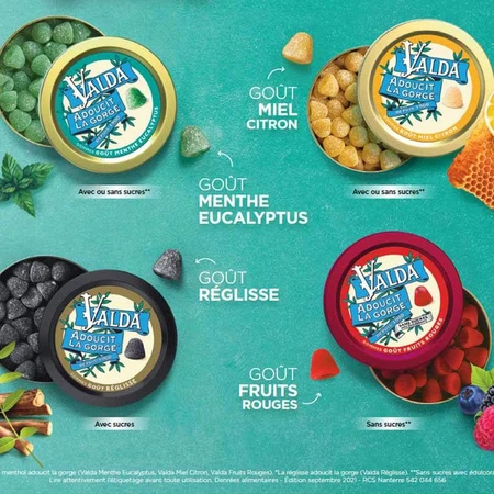 Valda Gommes Sans Sucres Fruits Rouges 140g