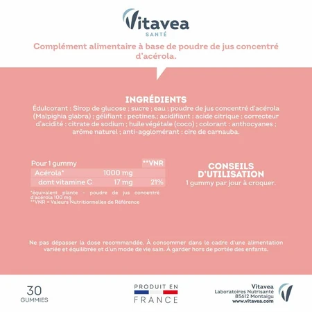Vitavea Santé Acerola 1000 30 gominolas
