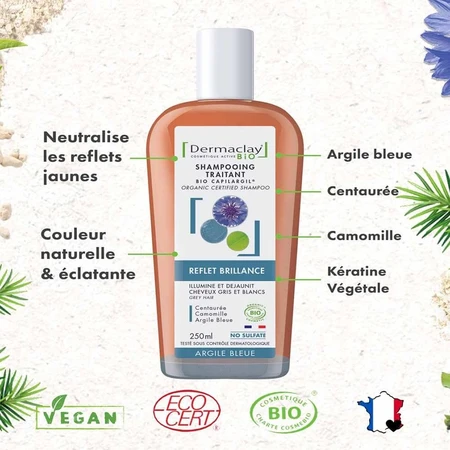 Dermaclay Champú Tratante Bio Cabellos Grises Arcilla Azul 250ml