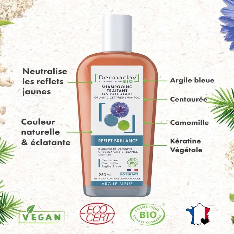 Dermaclay Champú Tratante Bio Cabellos Grises Arcilla Azul 250ml