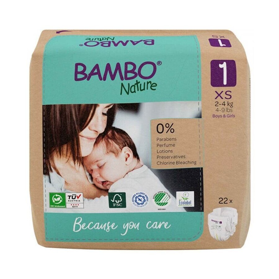 Buy Bambo Nature Diapers XS Size 1 2 to 4 kg x22 Bambo Nature Diapers XS Size 1 2 to 4 kg x22