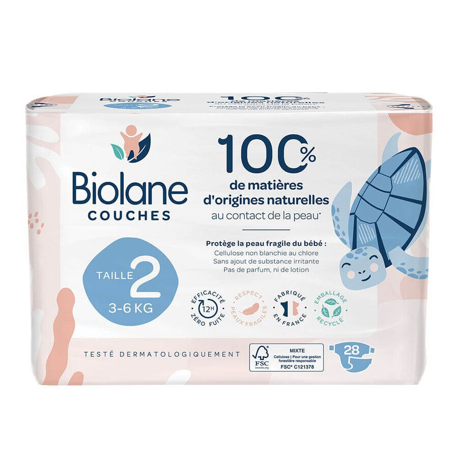 Biolane Naturals X28 Ecological diapers size 2 Pas de fuite x28