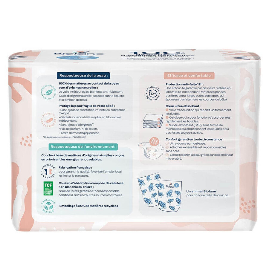 Biolane Naturals X28 Ecological diapers size 2 Pas de fuite x28