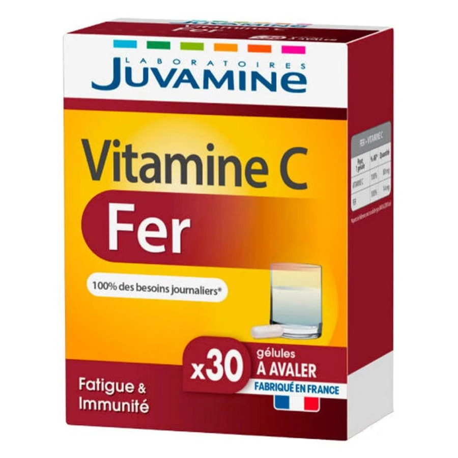 Juvamine Vitamina C Hierro Fatiga e Inmune 30 cápsulas
