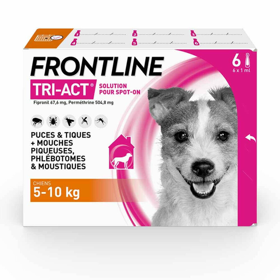 Frontline Tri-act Spot-on Chien 5-10kg 6 Pipettes de 1ml