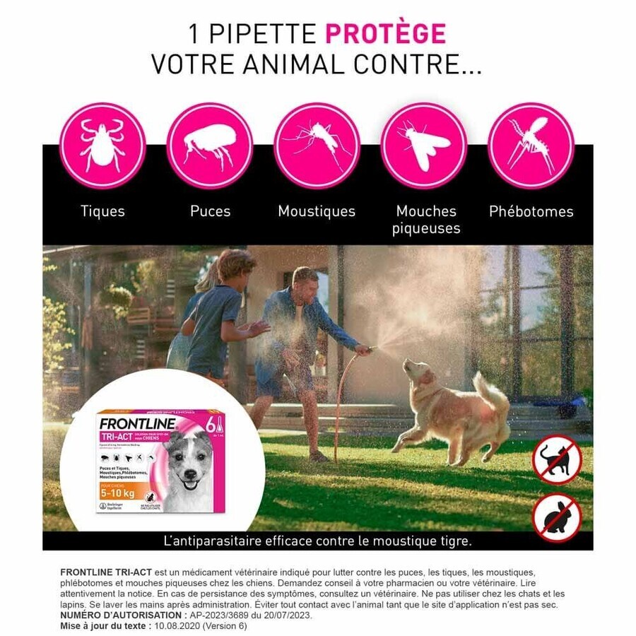 Frontline Tri-act Spot-on Chien 5-10kg 6 Pipettes de 1ml