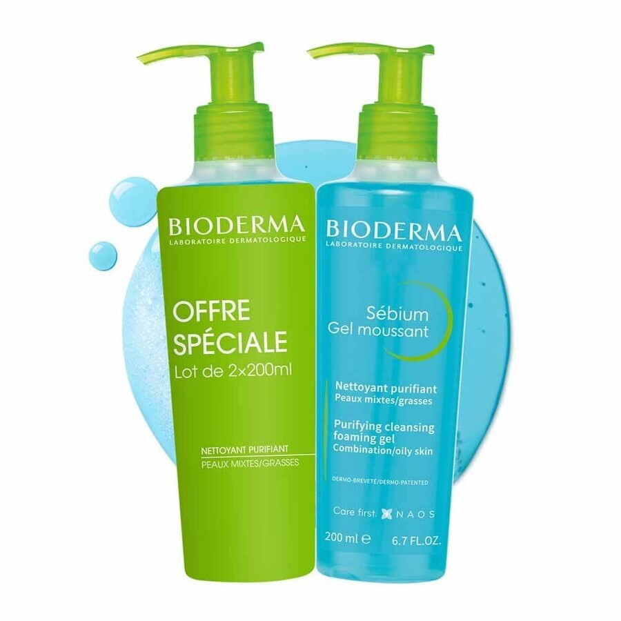 Bioderma Sebium Reinigungs- und Entschlackungsgel Mischhaut oder fettige Haut 2x200ml