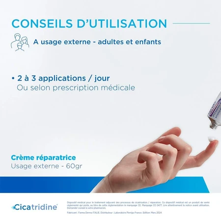 Cicatridine Creme Reparatrice Et Hydratante Pour Cicatrisation 60g