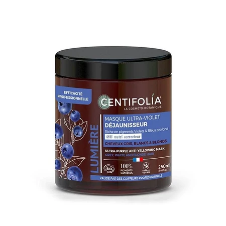 Centifolia Mascarilla orgánica ultravioleta anti-amarillo para cabellos grises, blancos y rubios 250ml