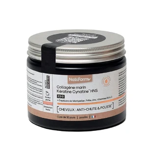 Nat&Form Marine Collageen Keratine Cynatine HNS 2,5 g Anti-haaruitval en haargroei Perzik smaak 120g