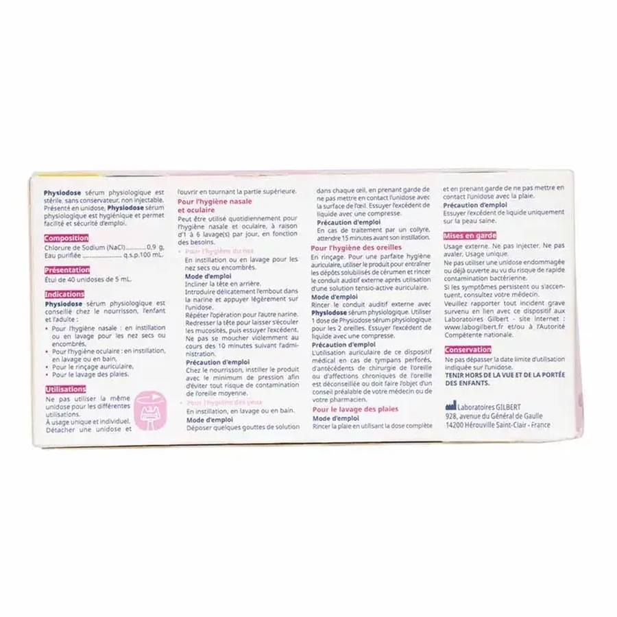 Gilbert Physiological Serum 40x5ml Monodose 40 Unidoses de 5ml