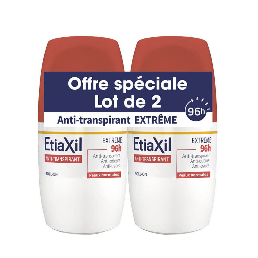 Etiaxil Déodorant Anti-transpirant Aisselles Extrême 96h Roll on 2x50ml