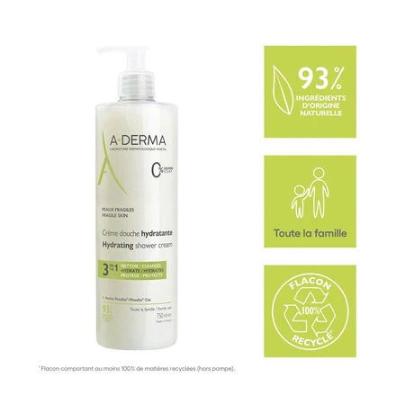 A-Derma Les Indispensables Crème Douche Hydratante 3 en 1 750ml