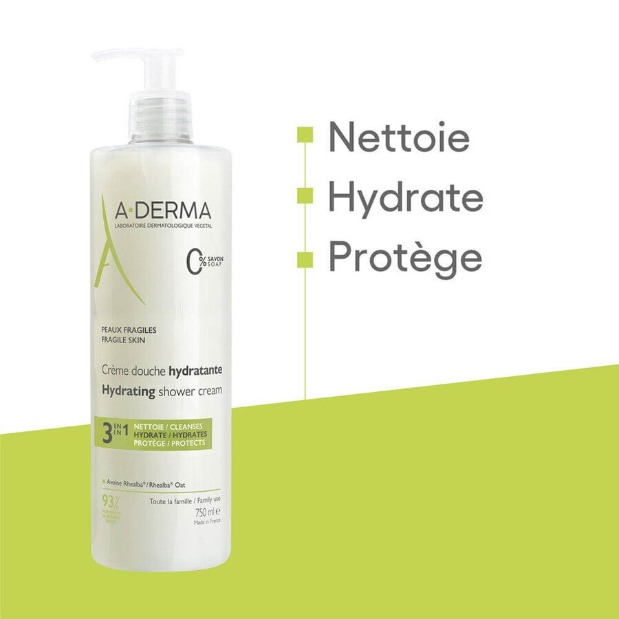 A-Derma Les Indispensables Crème Douche Hydratante 3 en 1 750ml A-Derma Les Indispensables Crème Douche Hydratante 3 en 1 750ml