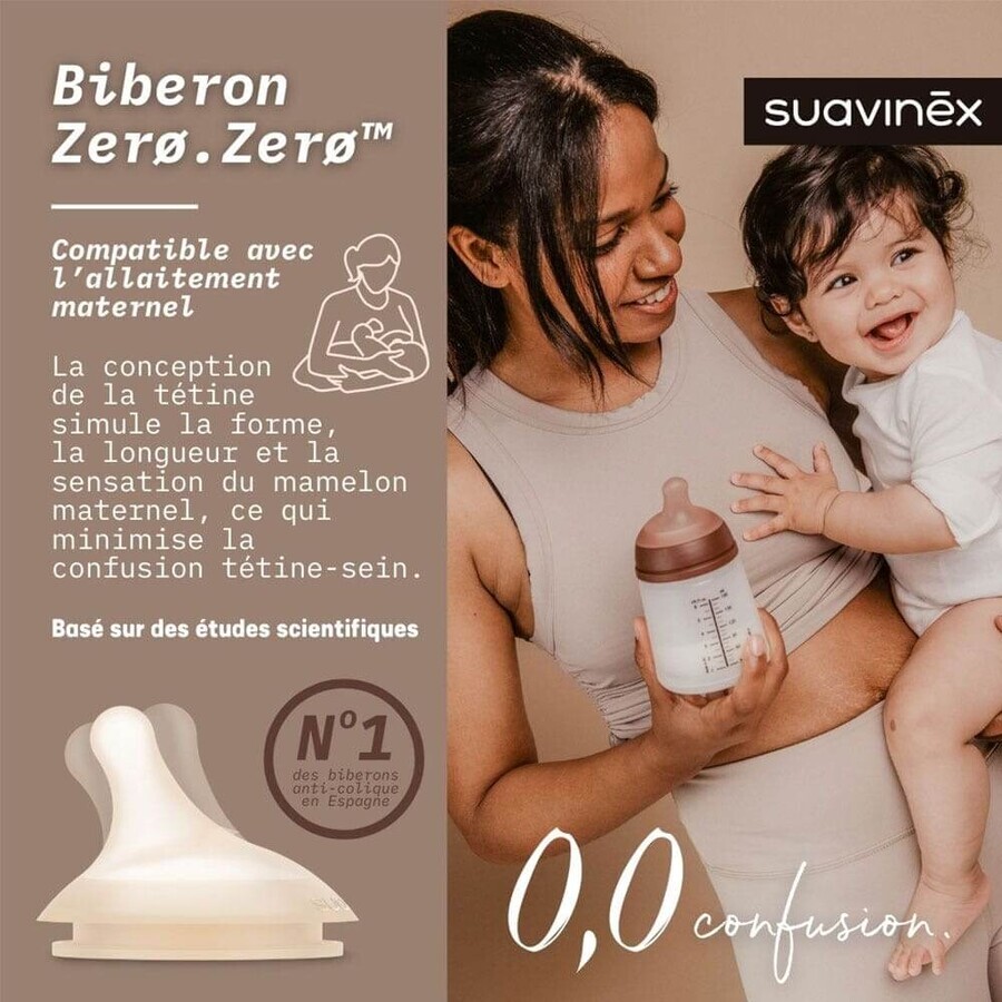 Suavinex Zero Anti-Colique Baby Bottle Débit Lent 270ml Suavinex Zero Anti-Colique Baby Bottle Débit Lent 270ml