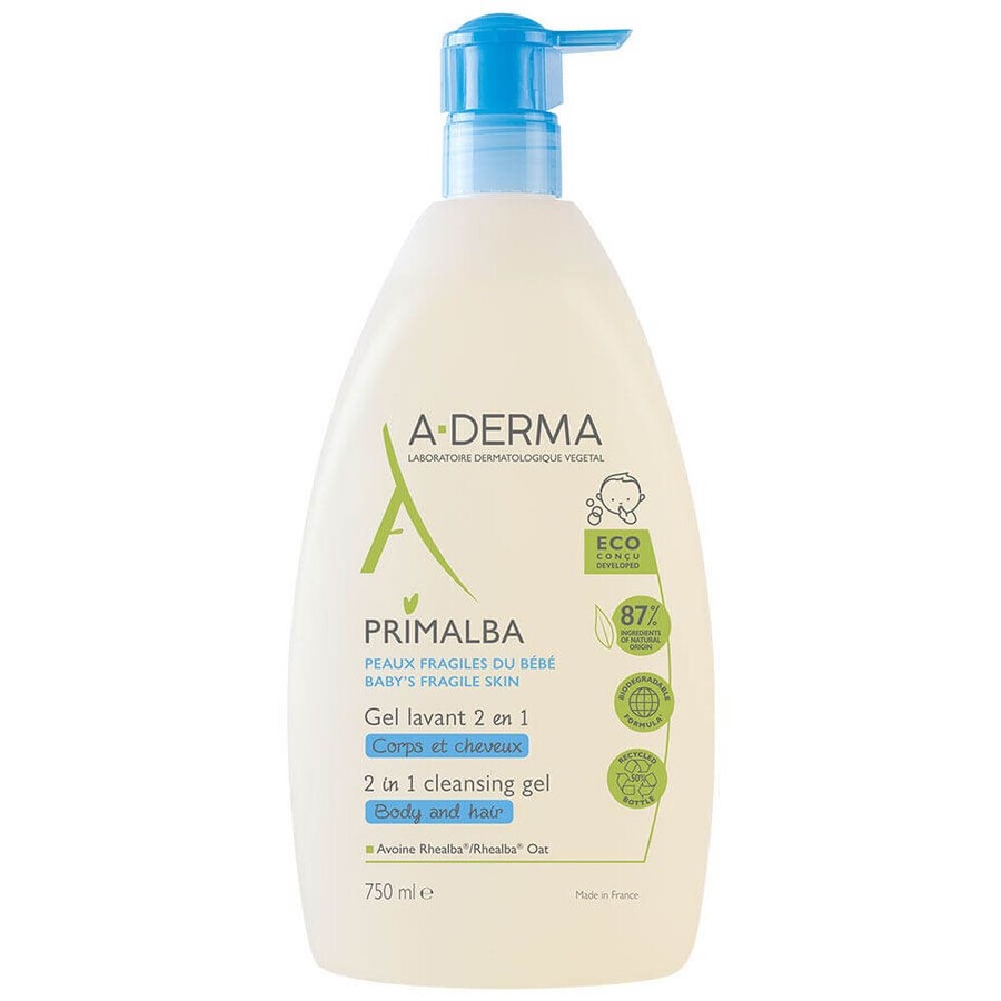 A-Derma Primalba 2-in-1-Reinigungsgel mit Spender Umweltfreundliche Verpackung 750ml