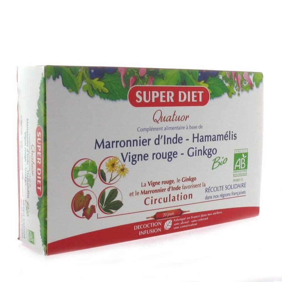 Superdiet Quatuor Circolazione Bio 20 Ampolle 15ml