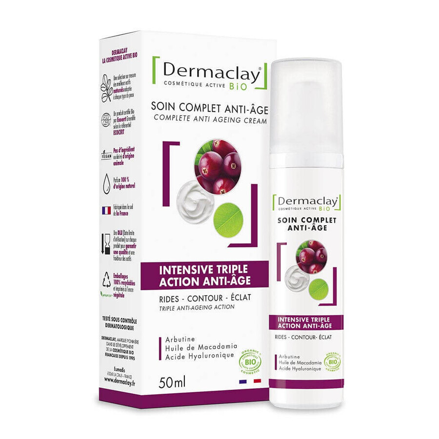 Dermaclay Intensive triple action anti-aging wrinkle-contour-brightness cream organic 50ml