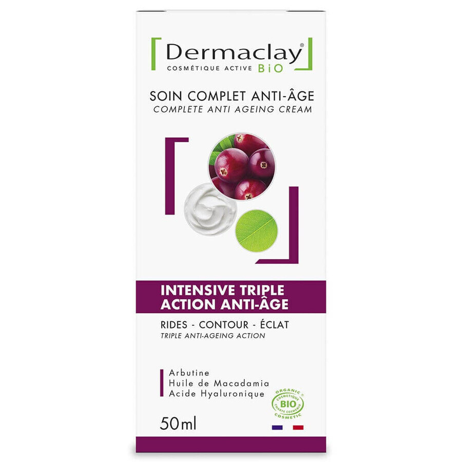 Dermaclay Intensive triple action anti-aging wrinkle-contour-brightness cream organic 50ml