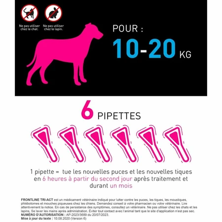 Frontline Tri-act Spot-on Dog 10-20kg 6 1-ml pipettes