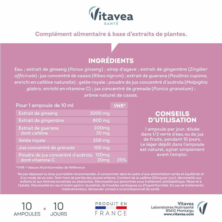 Vitavea Santé Force G Daily Energy Vitality 10 Ampules