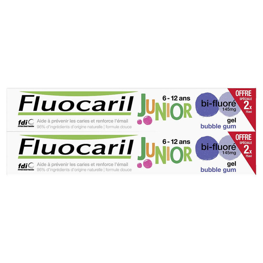 Buy Fluocaril Junior Toothpaste 6-12 Years Bubble Gel 2x75ml Fluocaril Junior Toothpaste 6-12 Years Bubble Gel 2x75ml